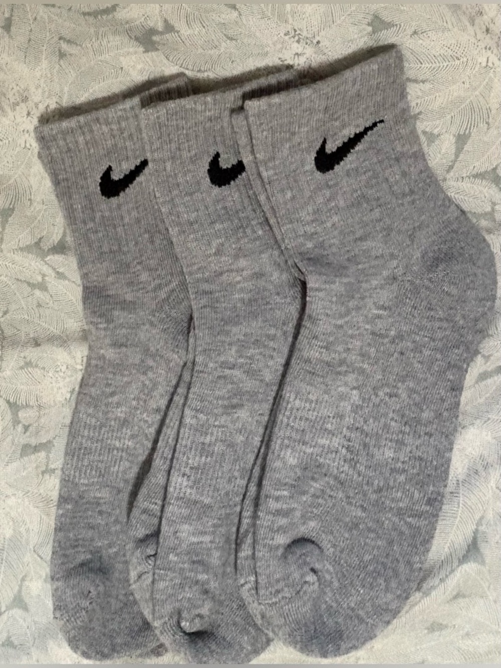NWOT Nike Grey Crew Socks with Black Swoosh - 3 Pack